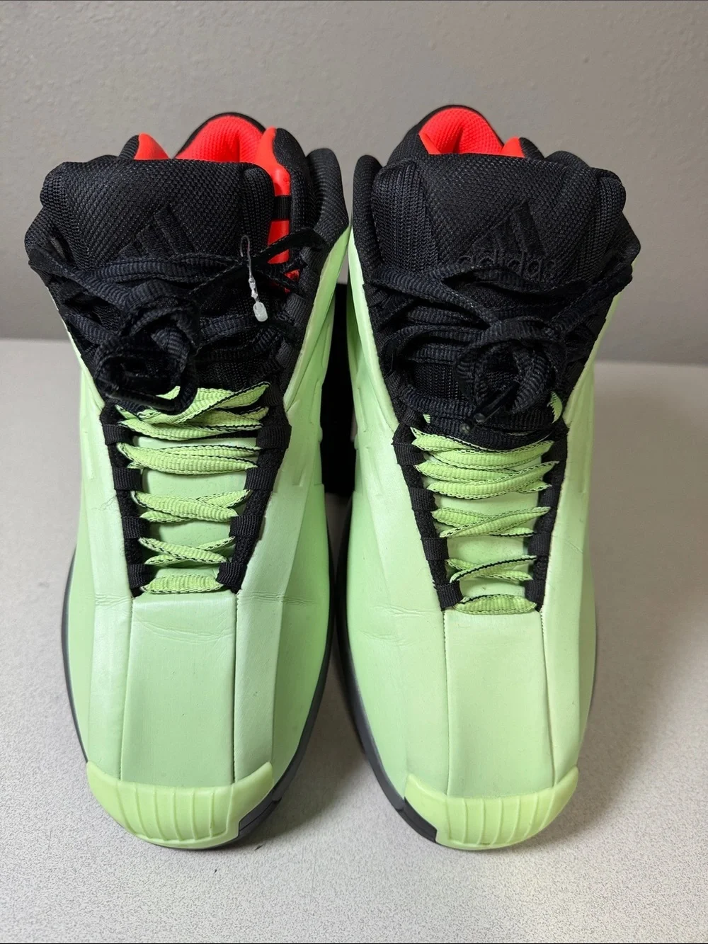 adidas Men's Sneakers Black and Neon Green with Red Accents